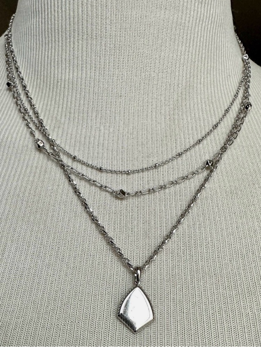 NWOT Kendra Scott Layered Necklace Camry Rhodium